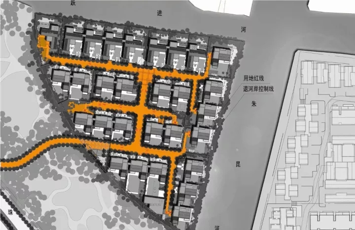 王字型路网造分化人流，保障入口私密性